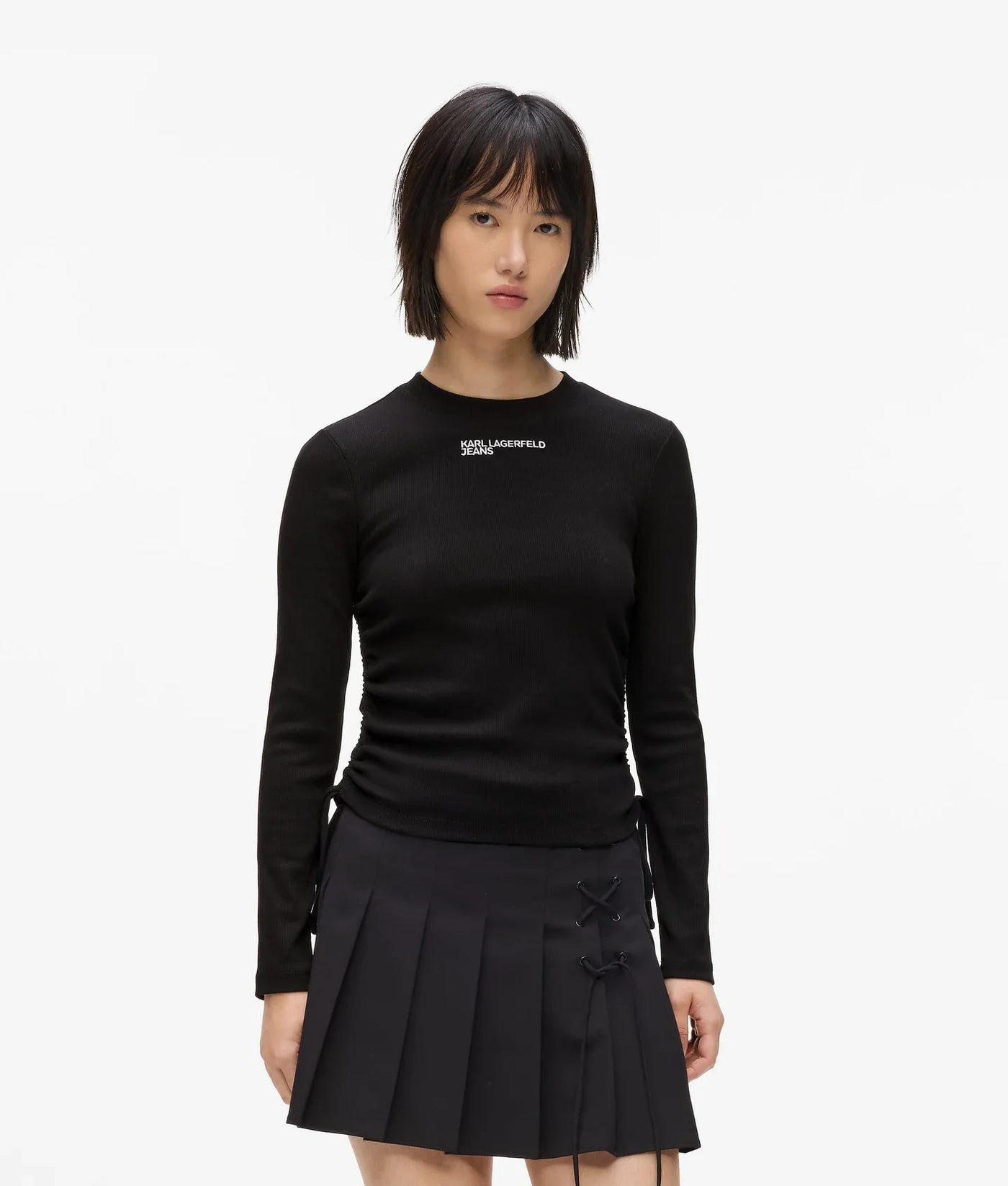 KARL RUCHED RIBBED TOP