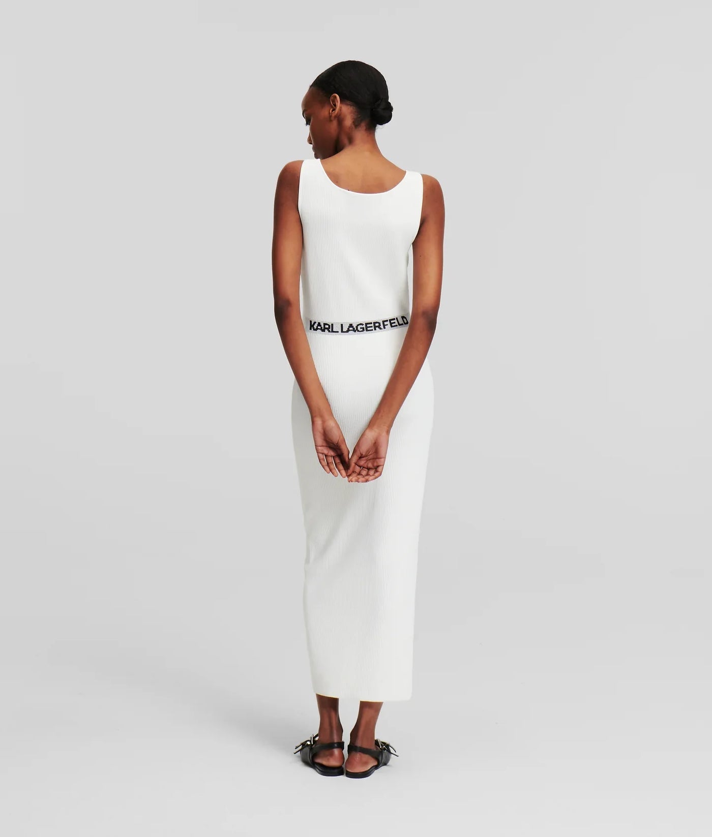 KARL RIB-KNIT SLEEVELESS DRESS