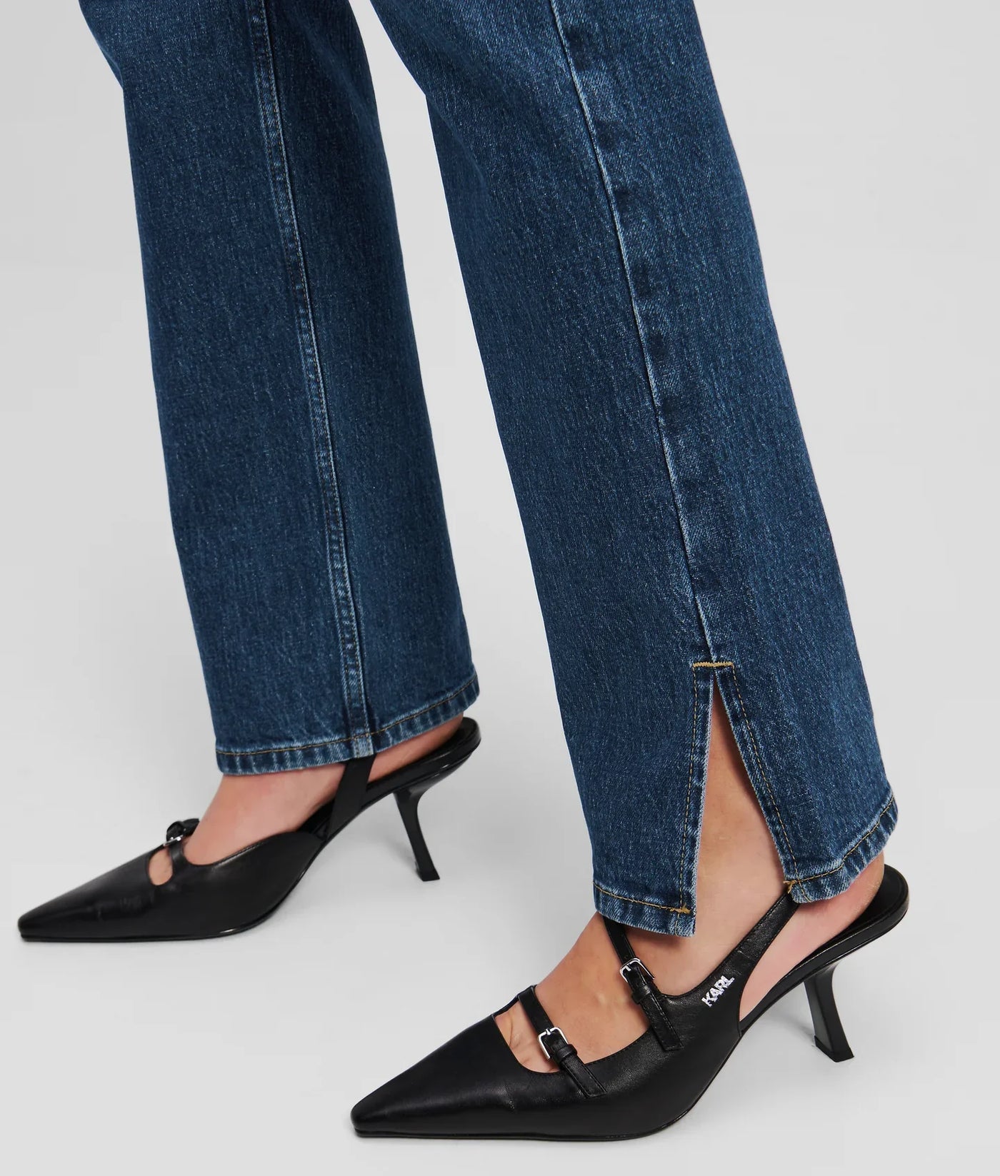 KARL SPLIT-HEM HIGH-RISE STRAIGHT JEANS
